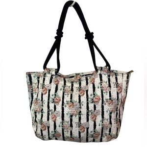 FARMHOUSE IS MY STYLE “Black, White and Blooms” Style Zippered Shoulder Tote